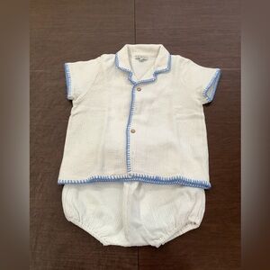 Baby Organic White & Blue bloomer Set size 36m